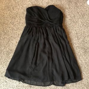 Black strapless cocktail date night chiffon dress